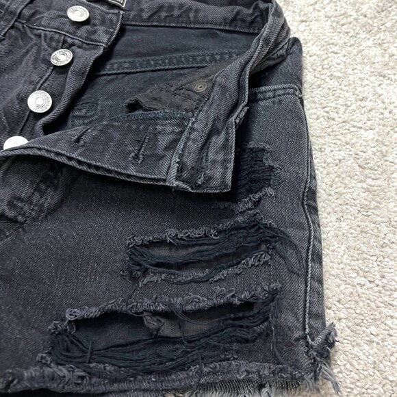 Abercrombie & fitch Black Shorts Size 00 Ripped High Rise Denim Grunge Cotton - Picture 4 of 8